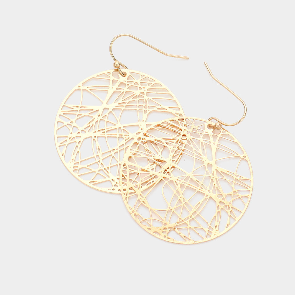 Brass Metal Round Dangle Earrings