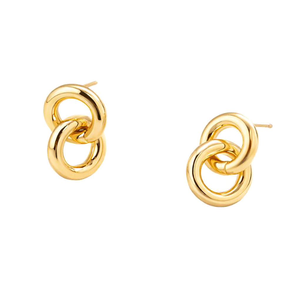 14K Gold Dipped Interlocking Double Loop Drop Earrings