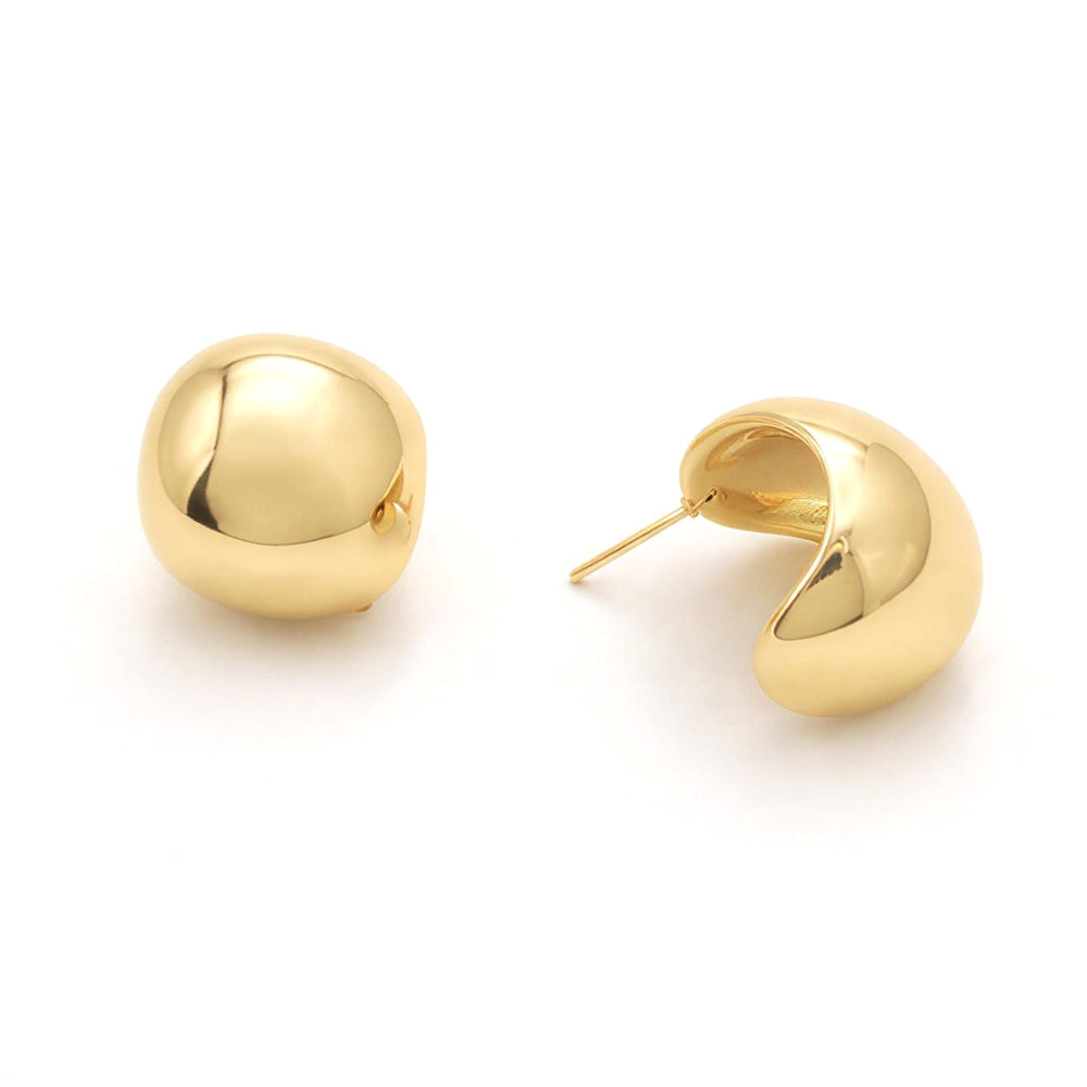 14K Gold Dipped Modern Dome Mini Hoop Stud Earrings