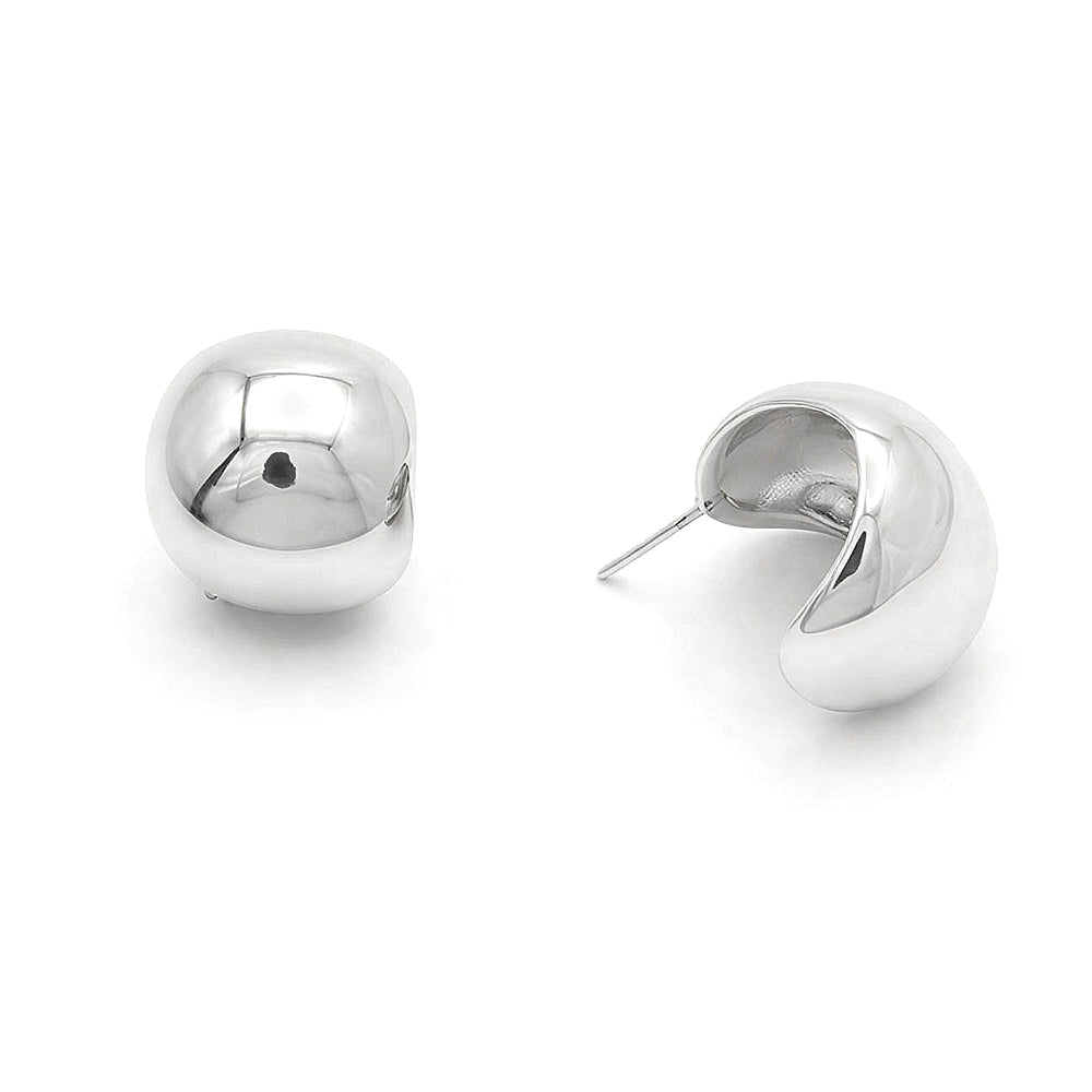 14K Gold Dipped Modern Dome Mini Hoop Stud Earrings