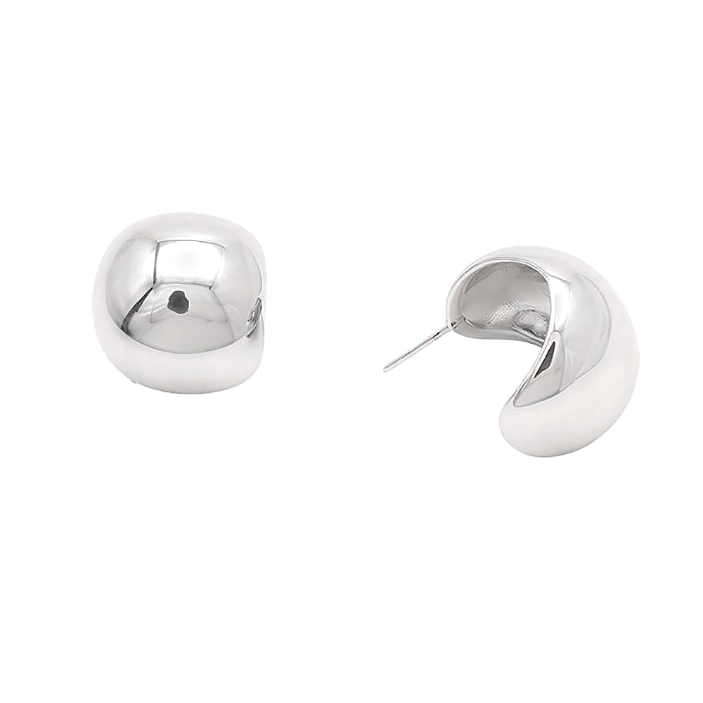 14K Gold Dipped Modern Dome Mini Hoop Stud Earrings