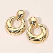 Metal Twisted Ring Drop Statement Earrings