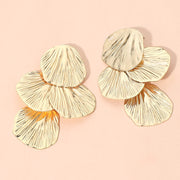 Sculptural Textured Metal Layered Petal Earrings