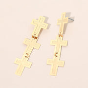 Lightweight Triple Minimal Cross Link Drop Earrings