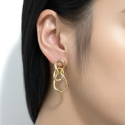 14K Gold Dipped Triple Interlocking Hoop Drop Earrings