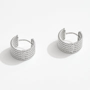 White Gold Dipped Textured Huggie Hoop Earrings