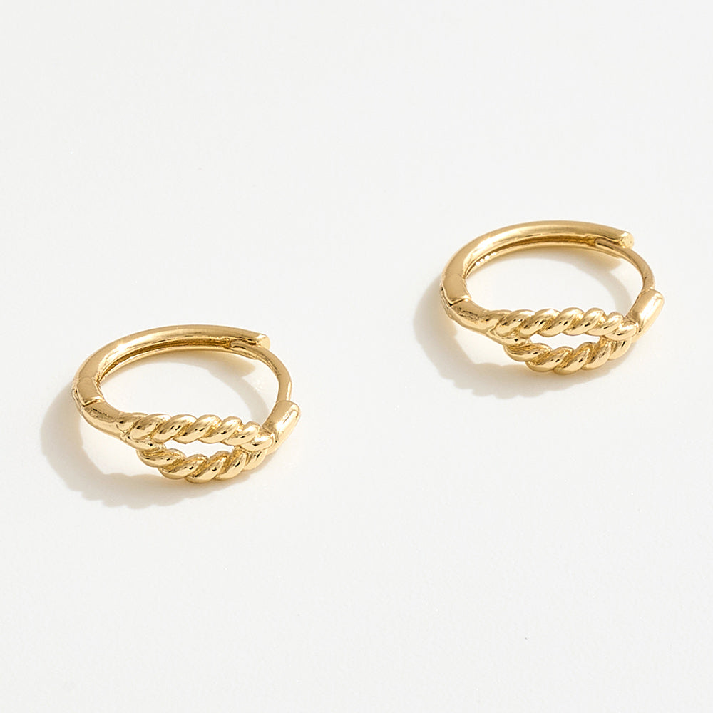 14K Gold Dipped Textured Mini Huggie Hoop Earrings