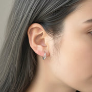 White Gold Dipped Textured Mini Huggie Hoop Earrings