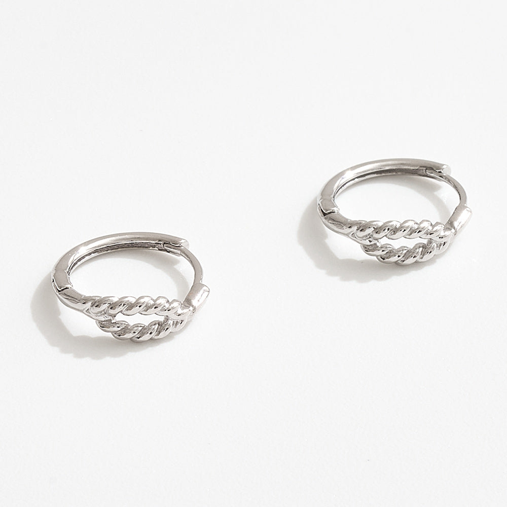 White Gold Dipped Textured Mini Huggie Hoop Earrings