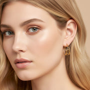 14K Gold Dipped Sculptural Open Hoop Earrings