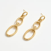 14K Gold Dipped Triple Oval Link Drop Earrings