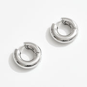 White Gold Dipped Chunky Huggie Hoop Earrings