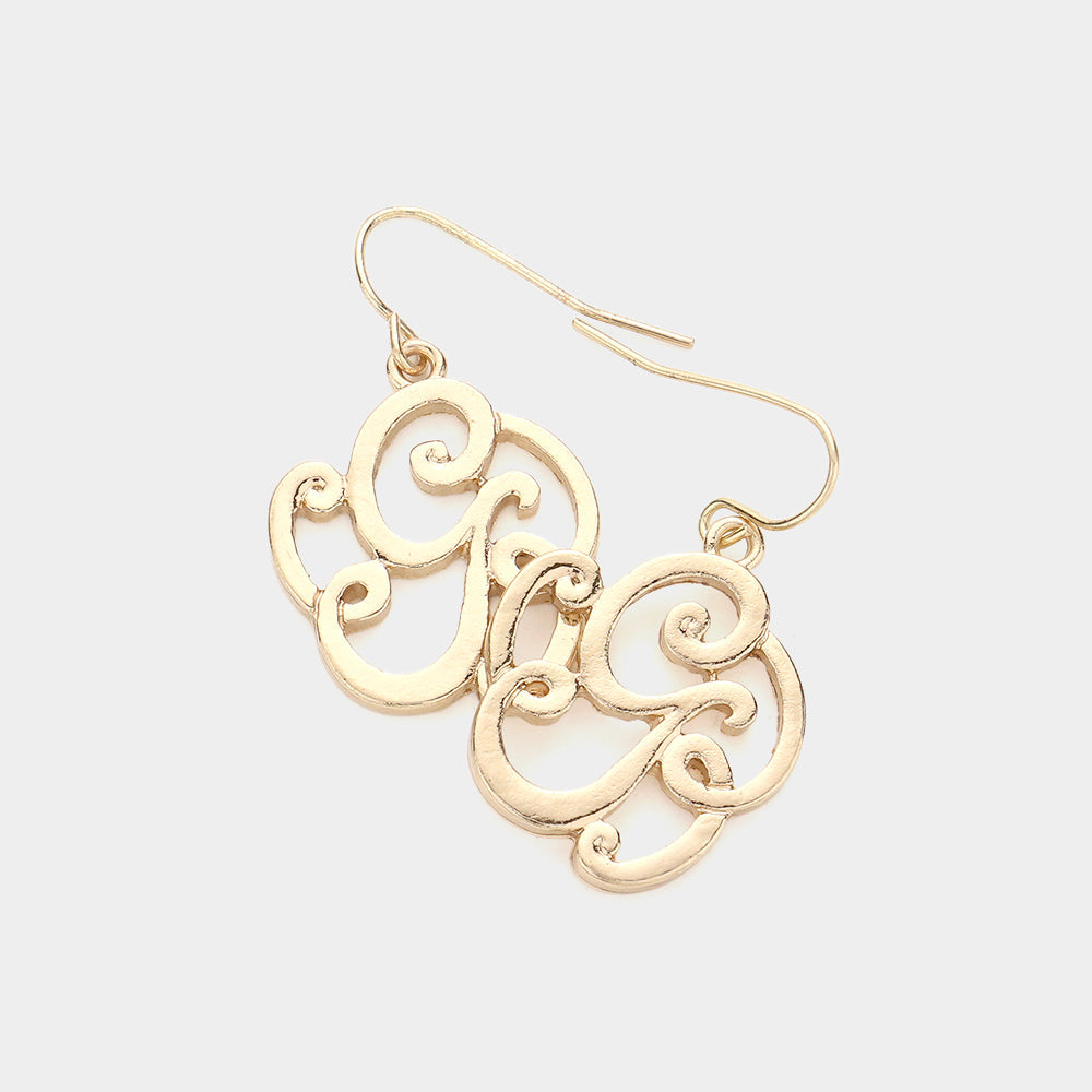-G- Script Initial Monogram Earrings