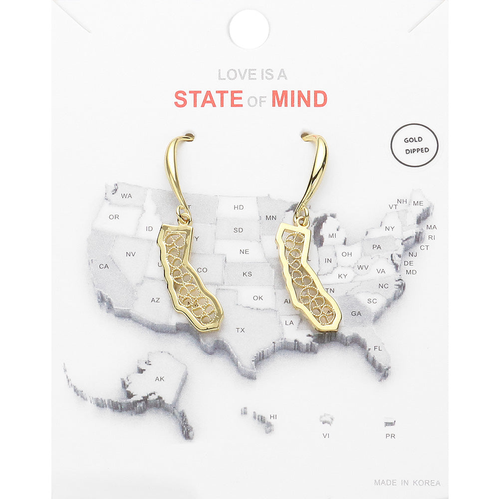Gold Dipped California State Earrings