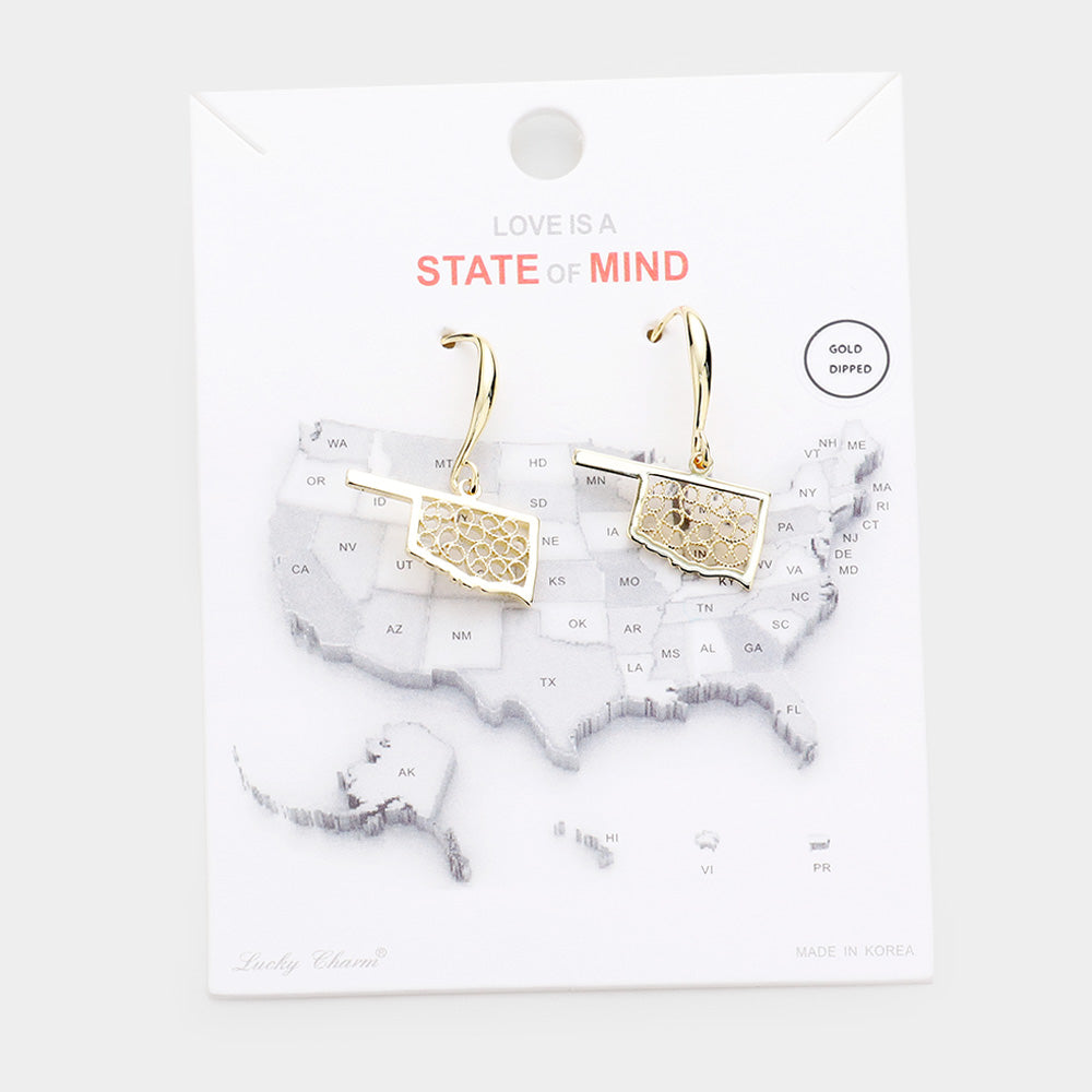 Gold Dipped Oklahoma State Earrings