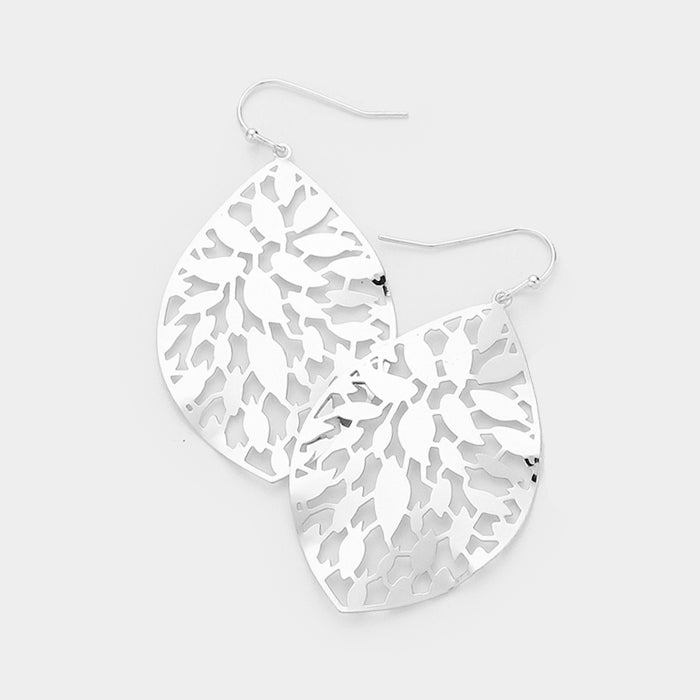 Petal Filigree Brass Metal Dangle Earrings