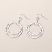 Open Metal Double Layered Circle Drop Earrings