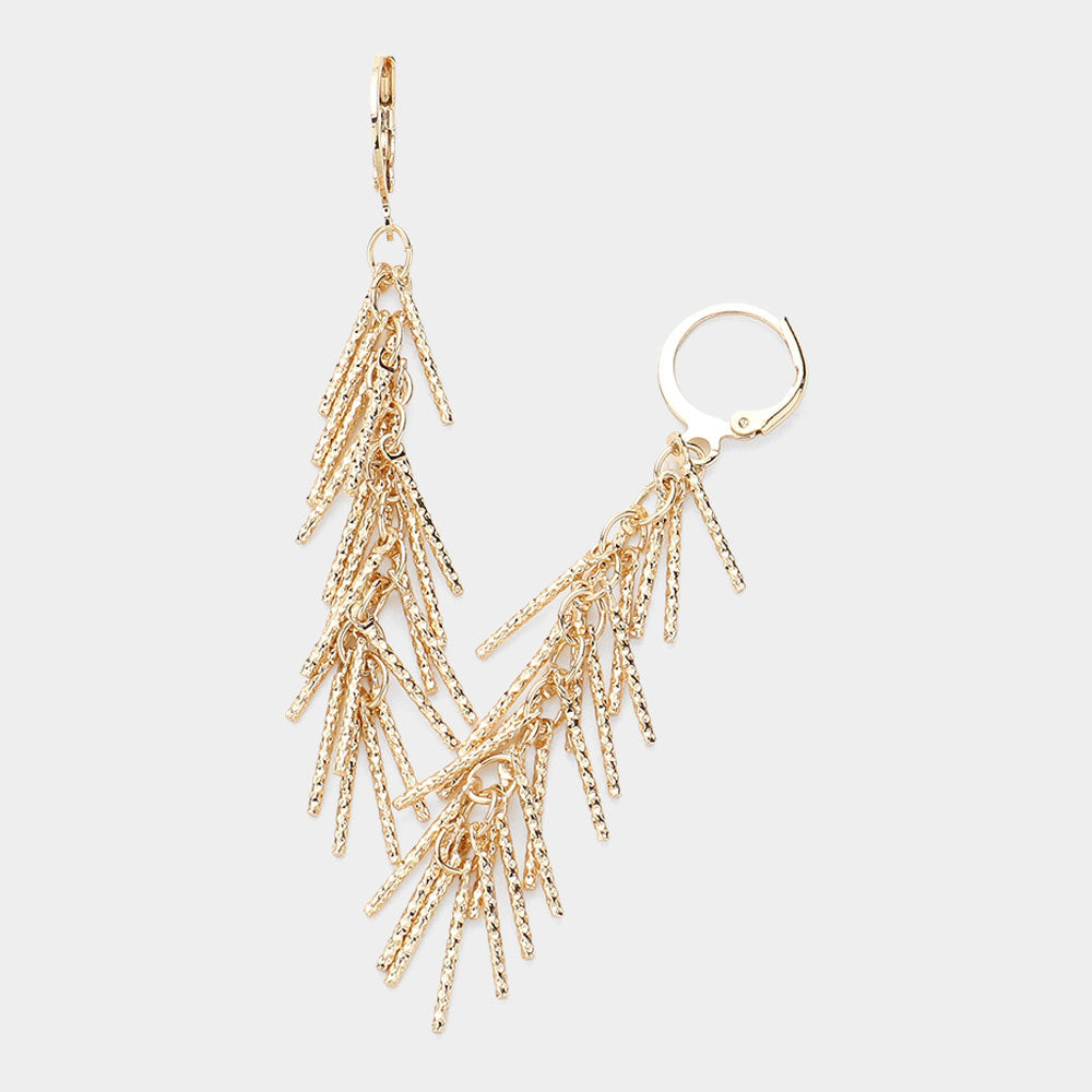Textured Metal Fringe Dropdown Dangle Earrings