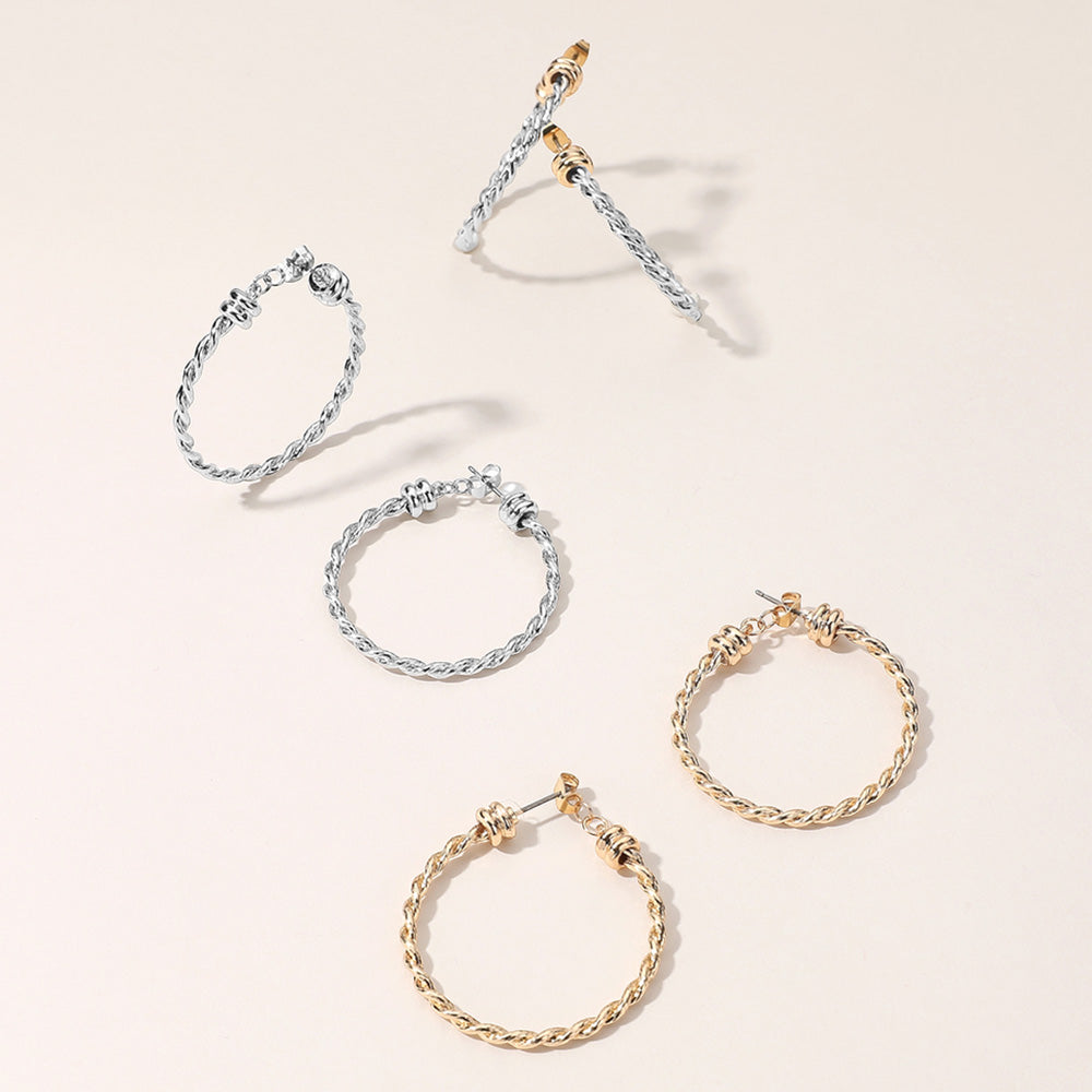 Metal Rope Hoop Earrings