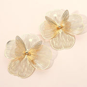 Bold Cutout Layered Petal Floral Statement Earrings