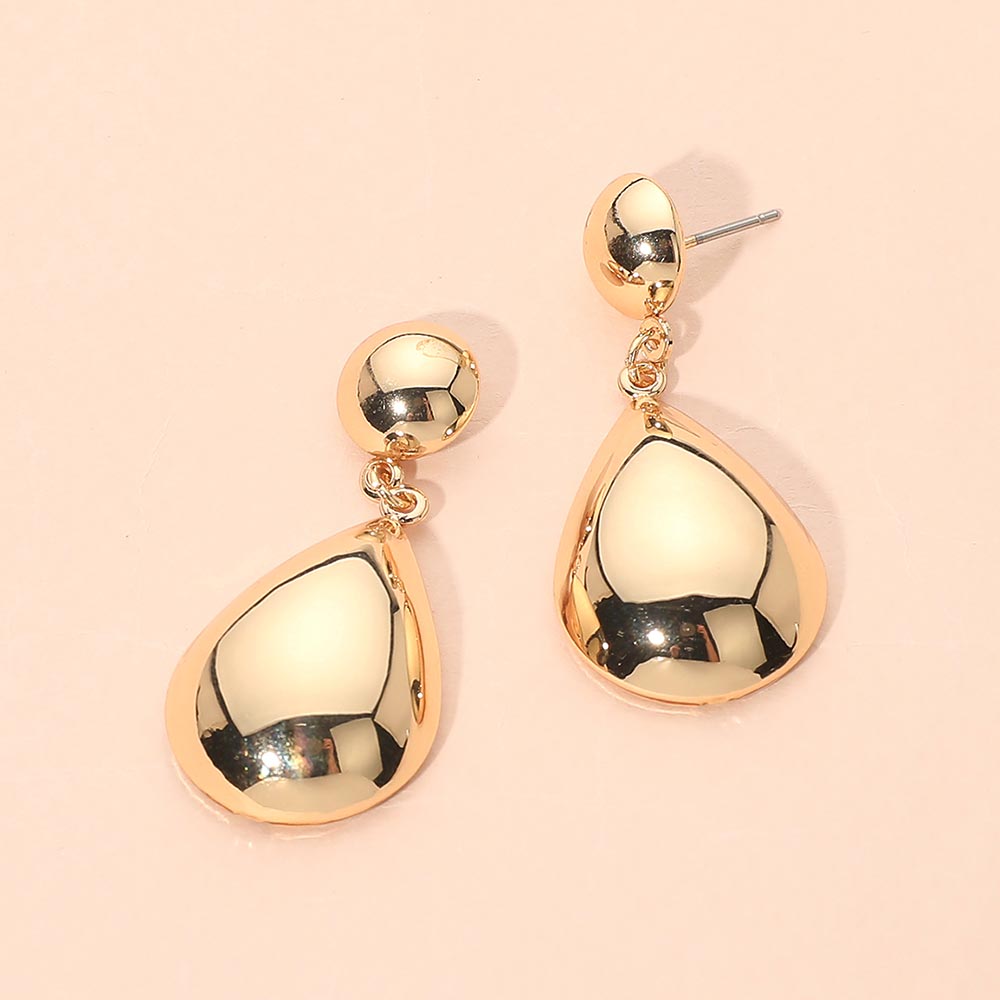 Metal Teardrop Charm Drop Dangle Earrings