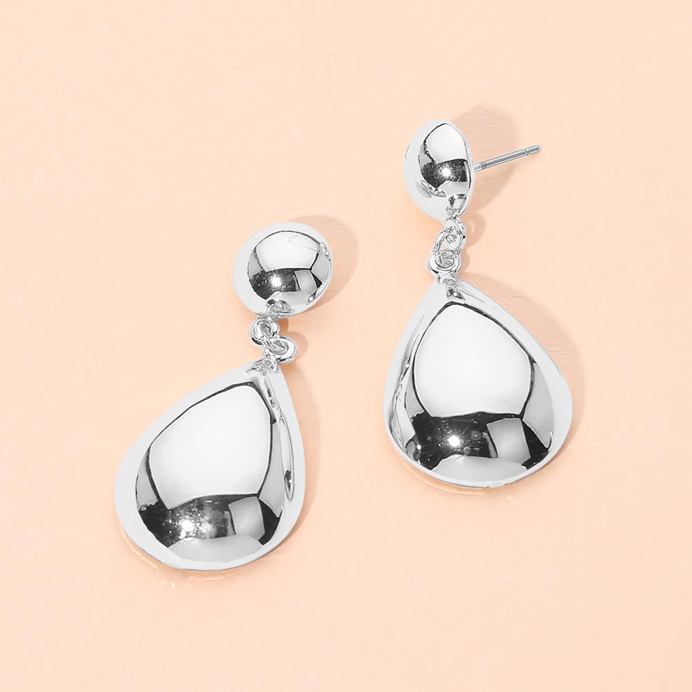 Metal Teardrop Charm Drop Dangle Earrings