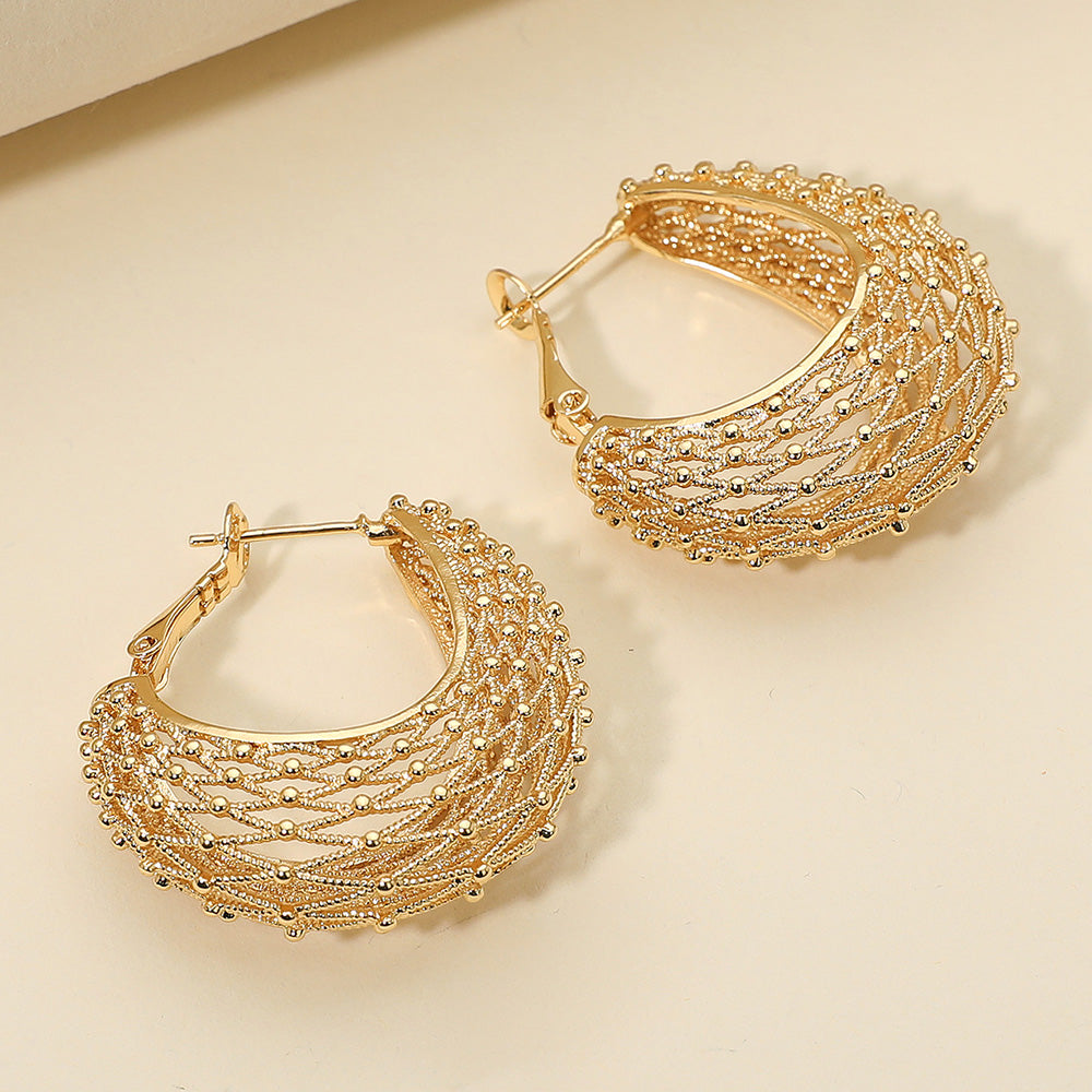Textured Metal Filigree Hoop Earrings