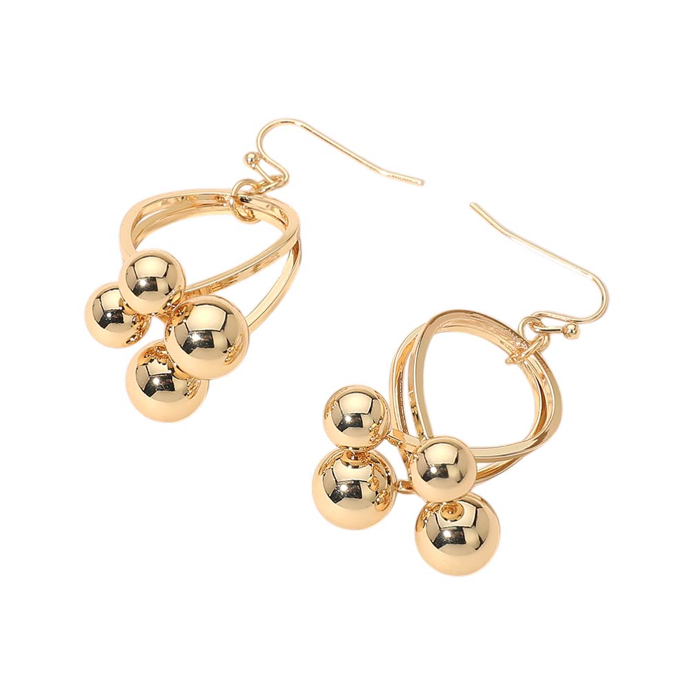 Abstract Metal Ball Cluster Hoop Drop Dangle Earrings