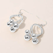 Abstract Metal Ball Cluster Hoop Drop Dangle Earrings