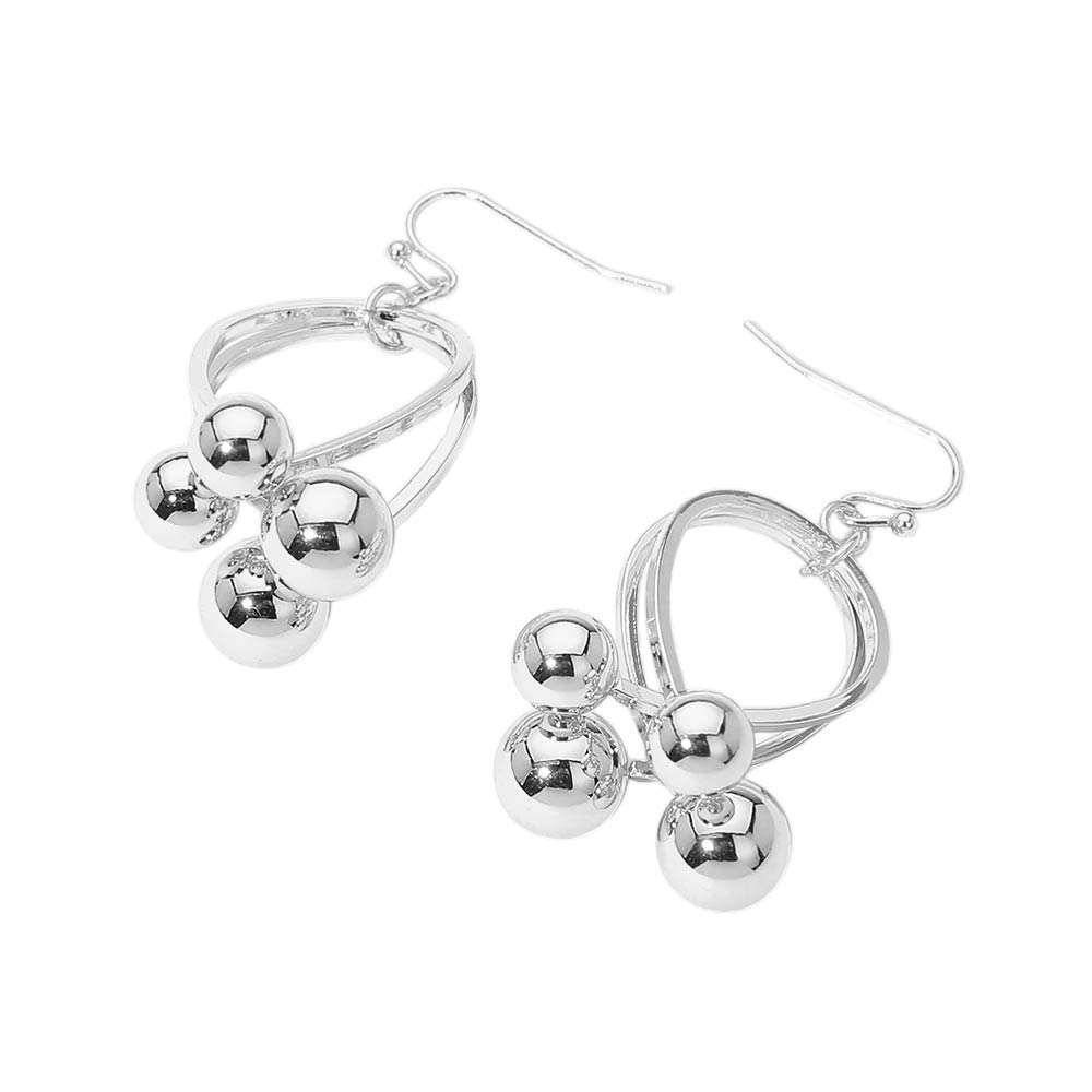 Abstract Metal Ball Cluster Hoop Drop Dangle Earrings