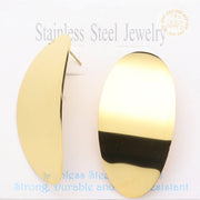 Stainless Steel Oval Domed Stud Earrings