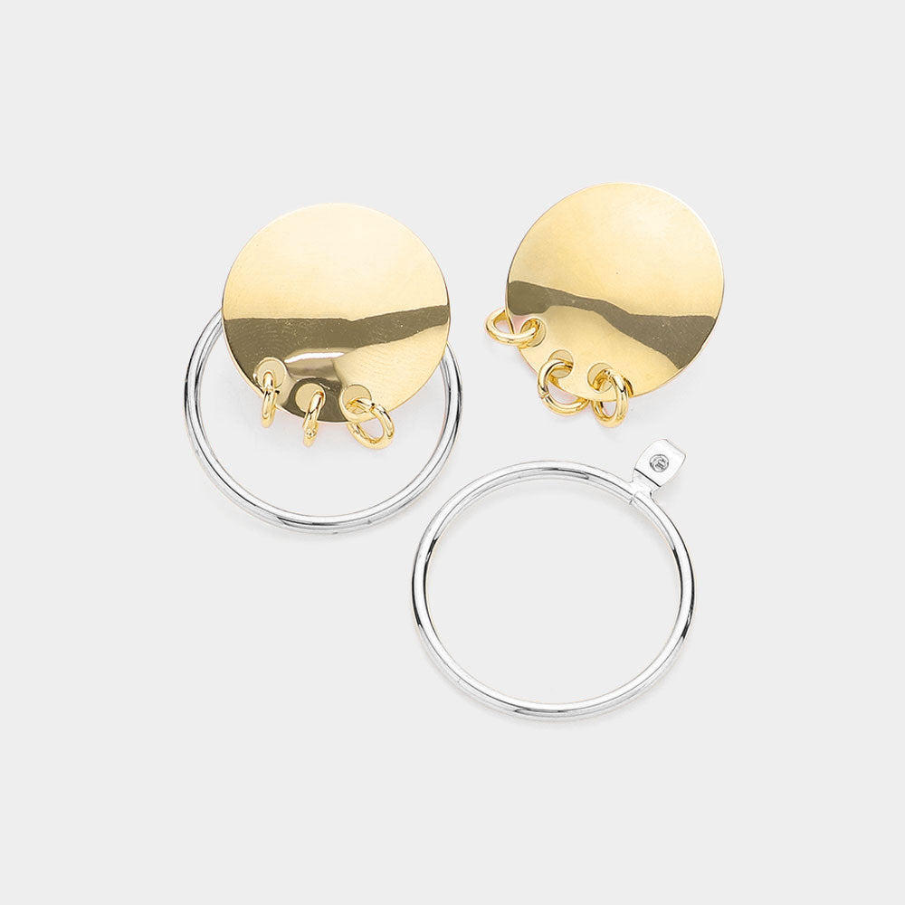 Triple Ring Linked Metal Disc Metal Hoop Earrings