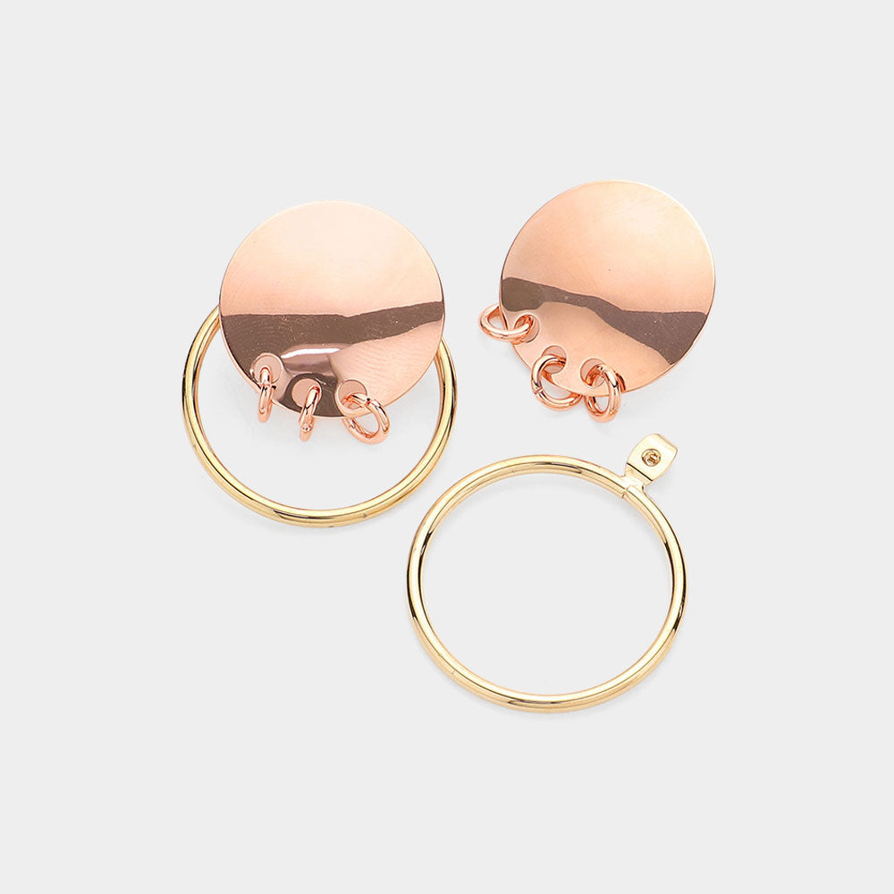 Triple Ring Linked Metal Disc Metal Hoop Earrings