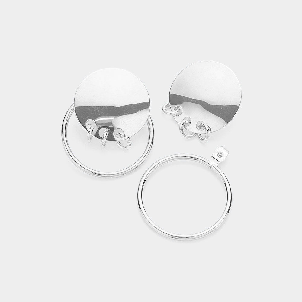 Triple Ring Linked Metal Disc Metal Hoop Earrings