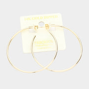 14K Gold Dipped 2.25 Inch Metal Half Hoop Earrings