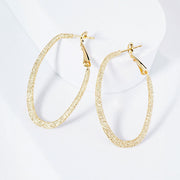 Gold Plated Hypoallergenic Textured Oval Hoop Earrings