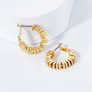 Gold Plated Geometric Textured Hoop Earrings