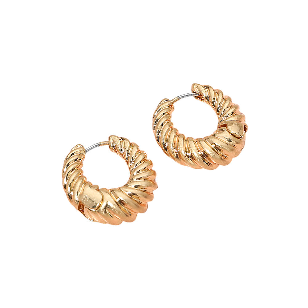 Ribbed Metal Huggie Hoop Earrings