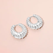 Ribbed Metal Huggie Hoop Earrings