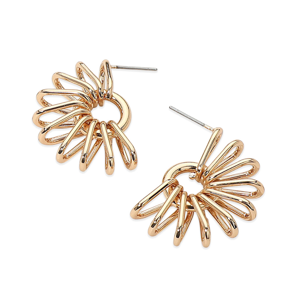 Metal Wire Fan Shape Earrings