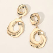 Abstract Sculpted Metal Ring Drop Statement Earrings