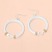 Two Tone Twisted Hoop Link Drop Dangle Earrings