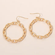 Textured Metal Chain Hoop Drop Dangle Earrings