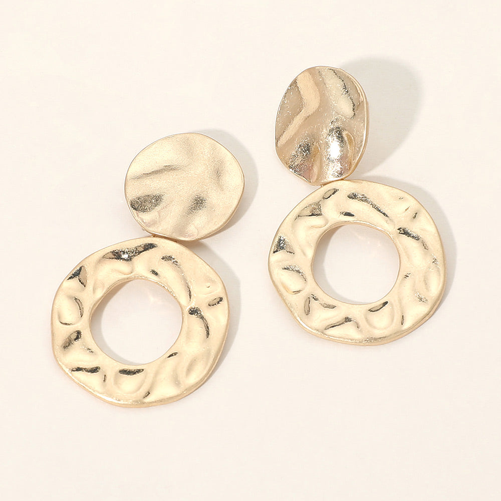 Hammered Metal Ring Drop Earrings