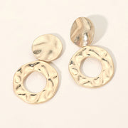 Hammered Metal Ring Drop Earrings