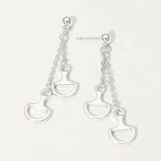 Double Metal Horsebit Charm Drop Earrings