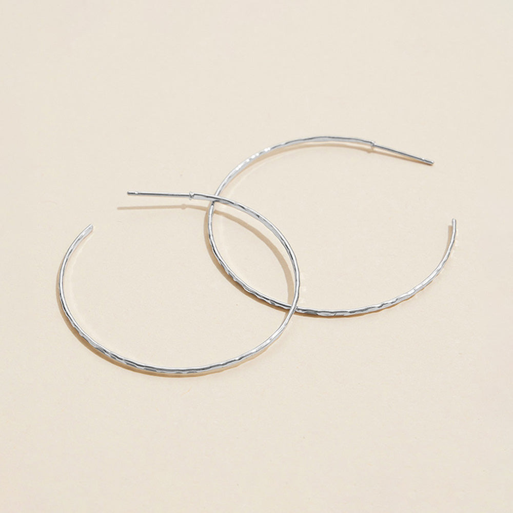 Semi Fine Collection - 18K White Gold Dipped Open Hoop Earrings