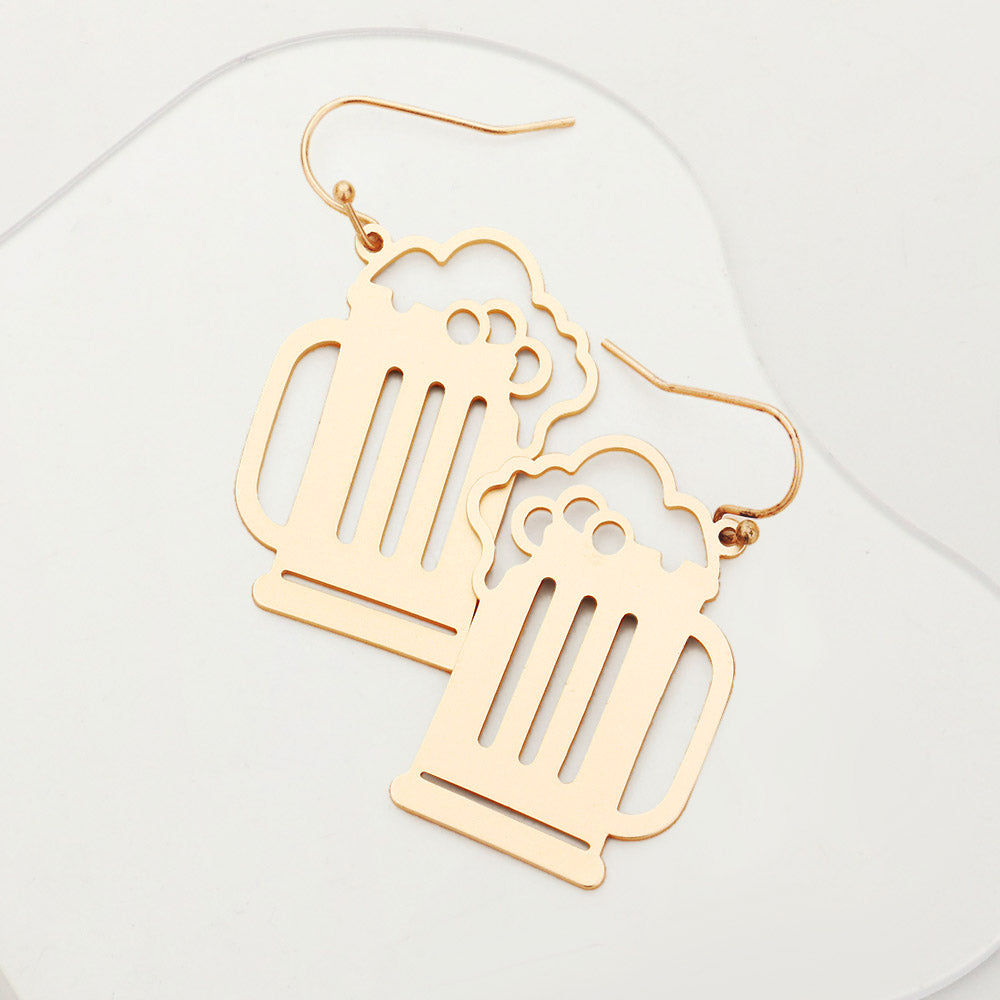 Beer Shaped Metal Earrings
