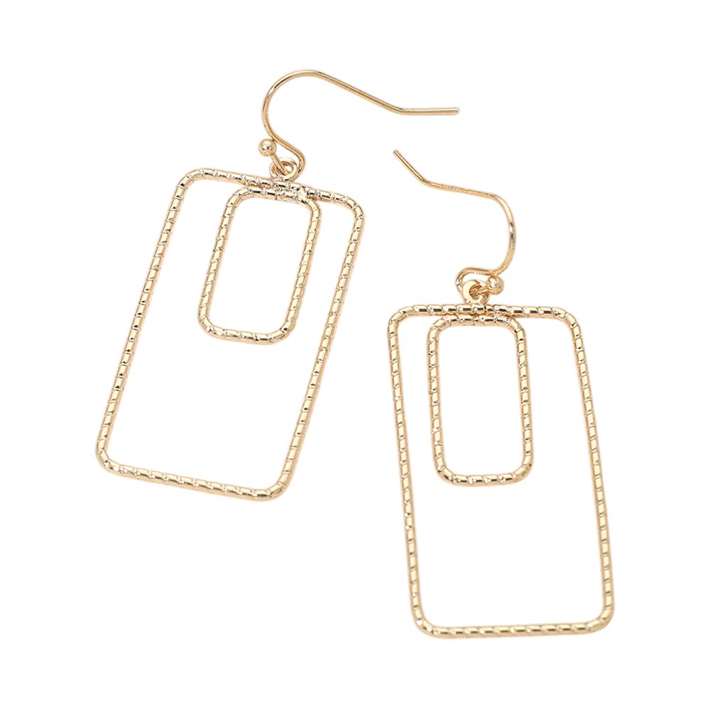Geometric Rectangle Double Frame Drop Earrings