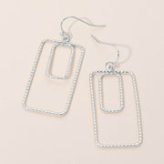 Geometric Rectangle Double Frame Drop Earrings